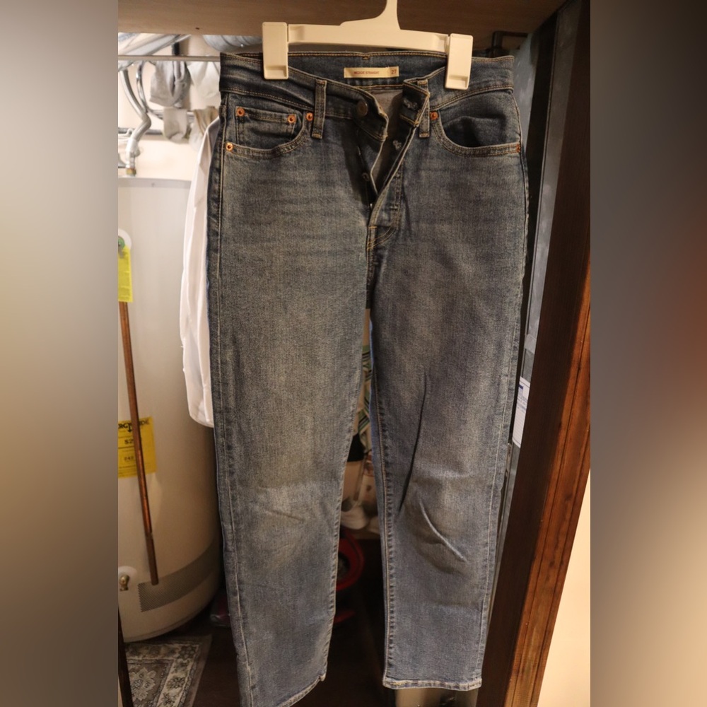 Levi's Blue Straight Leg Jeans with Vintage-Inspired Fading